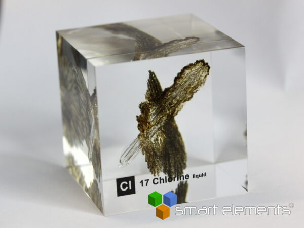 Gefangene Explosion - Acrylwürfel Chlor (verflüssigt) Cl - 50mm