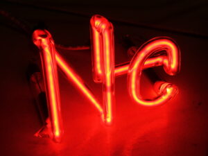 Neon Element Symbol discharge tube 80x80mm - Borosilicate glass