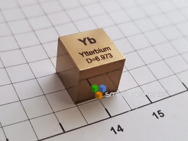 Ytterbium metal precision density cube 10mm - 6.73g