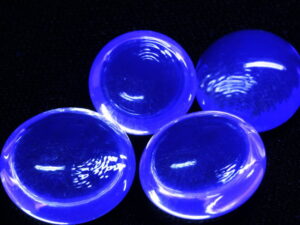 Silver + doped blue fluorescent glass bead NEW!