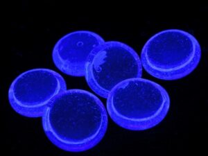 Cerium 3+ doped strong blue fluorescent glass bead NEW!