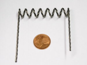 Tungsten metal filament 2 inches wide x 0.25 inches dia.